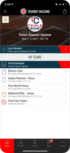 Screenshot of Tourney App